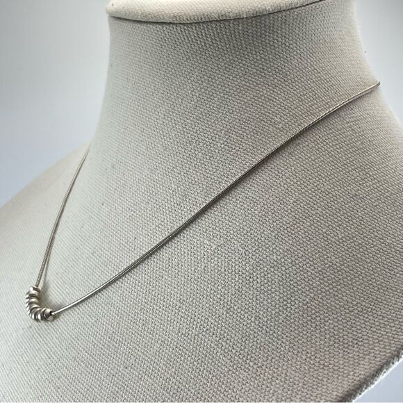 Italy 925 Sterling Silver Snake Chain Silver Beaded Dainty Trendy Necklace - Picture 4 of 8